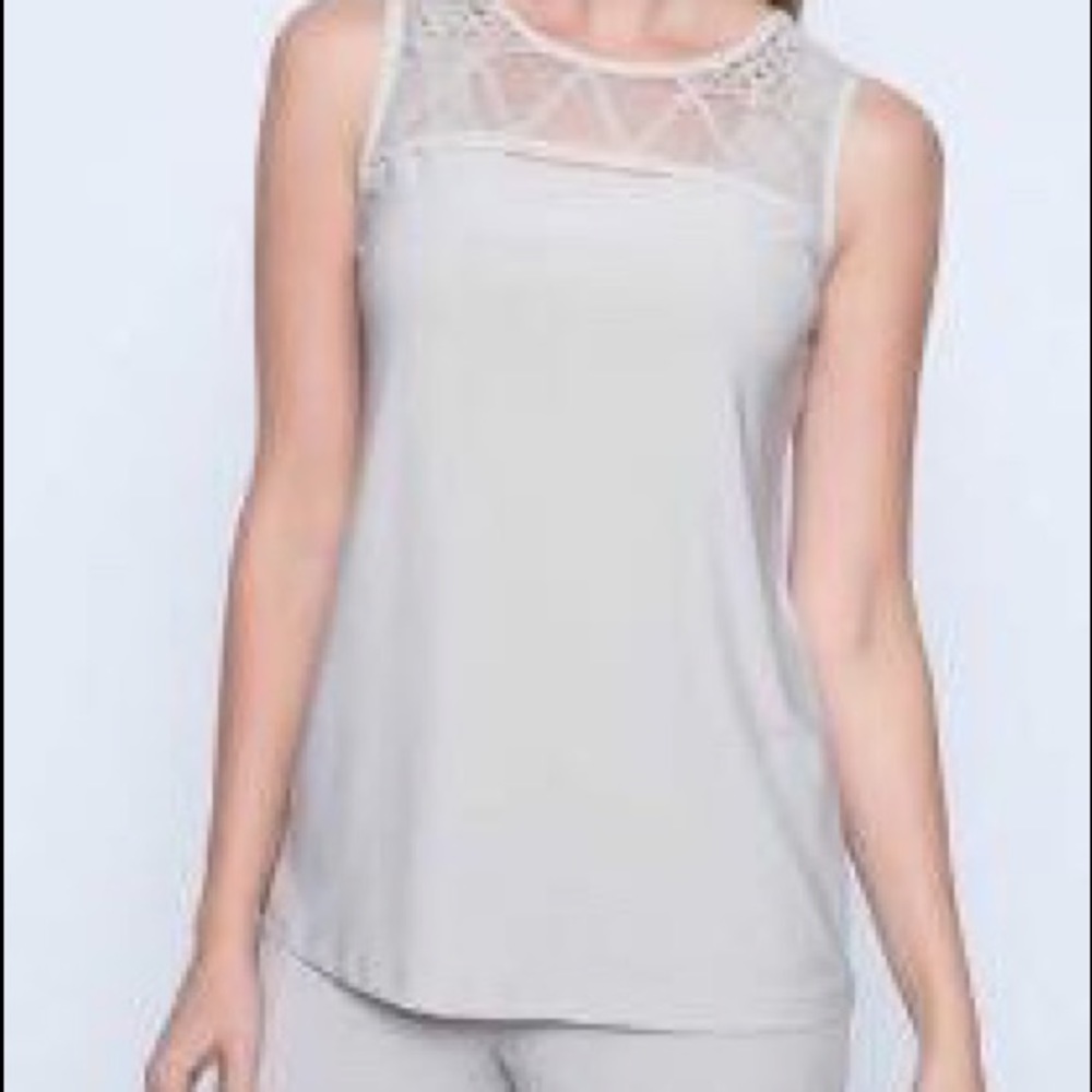 Picadilly Tank/Top Cutout Neckline Tan Size M NWT